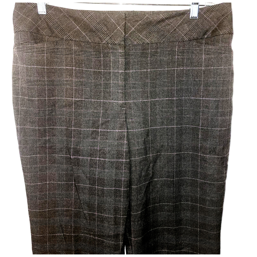 Ann Taylor Loft Women's gray purple plaid curvy baggy bootcut pants Size 12